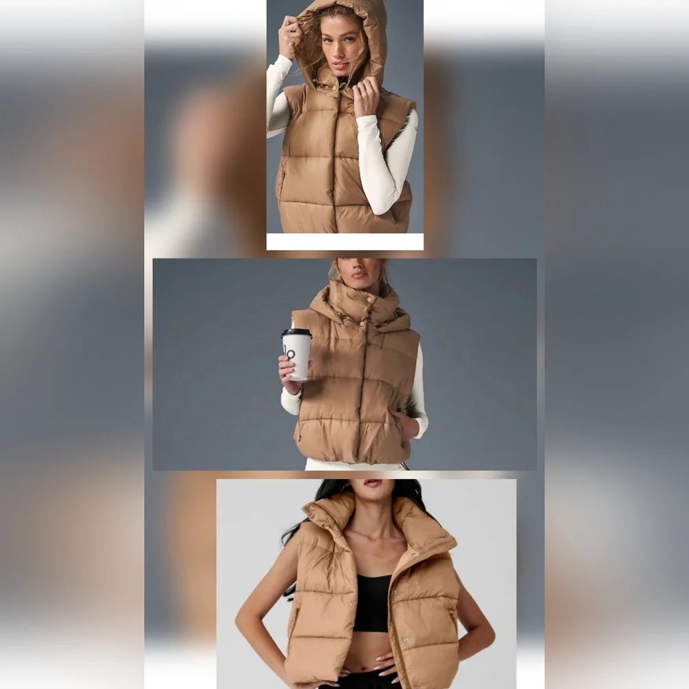 Alo Yoga Gold Rush Puffer Vest in Toasted Almond sz LARGE